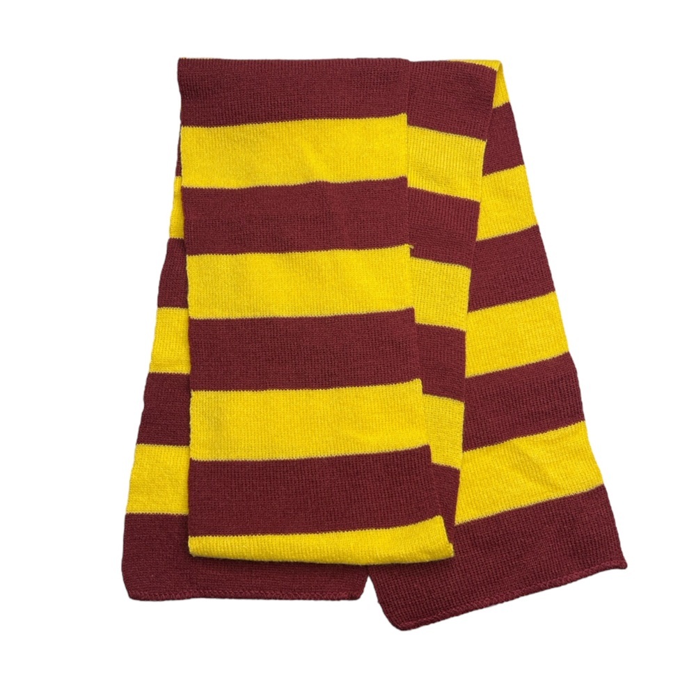 Yellow red striped soft scarf